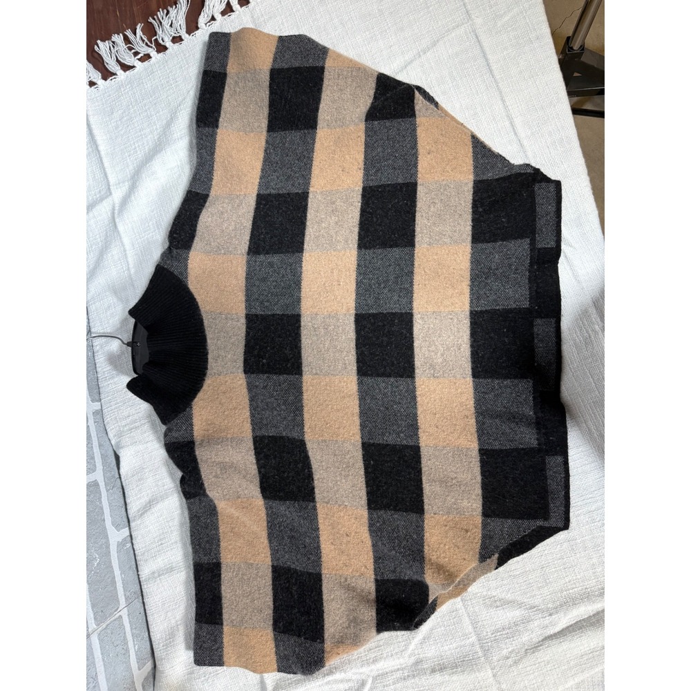 Note di Anita Merino Wool Cashmere Poncho Sweater Plaid Made in Italy OS - Picture 4 of 5